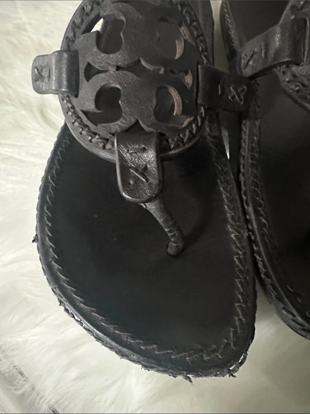 Tory Burch Black Leather Millers Thong Sandals